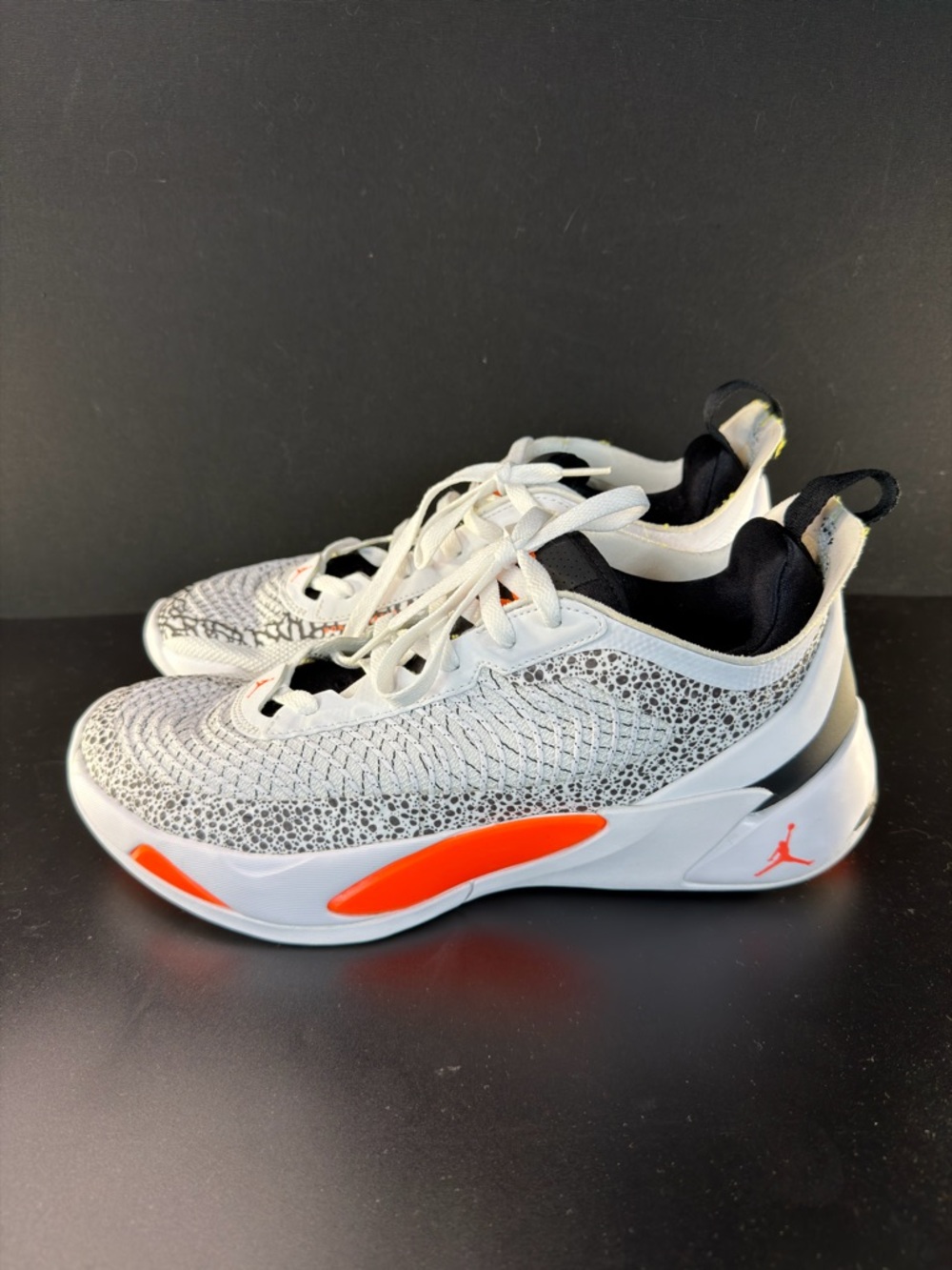 Jordan Luka 1 White, Total Orange Black Low-Top Sneakers